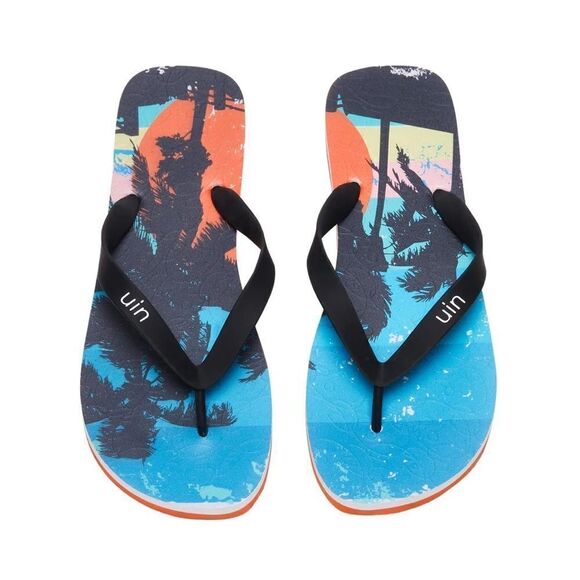UIN Men\'s Flip Flops Summer Slippers Non Slip (Palm in Sunset 2 Blanes) main image 4